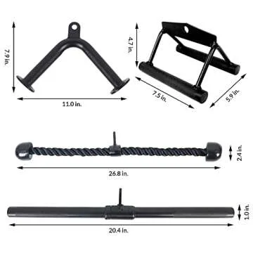 Fitvids Tricep Press Down Cable Attachment, LAT Pulldown Attachment, Weight Machine Accessories, V Handle Tricep Rope, Rotating Bar, V-Shaped Bar