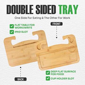 lebogner Steering Wheel Tray, Car Tray for Eating, Hook On Steering Wheel Desk for Food, Laptop and ...