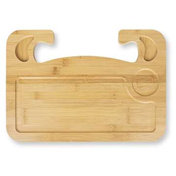 lebogner Steering Wheel Tray, Car Tray for Eating, Hook On Steering Wheel Desk for Food, Laptop and Car Accessories, Car Road Trip Must Haves Gadgets Car Table (Bamboo Wood)