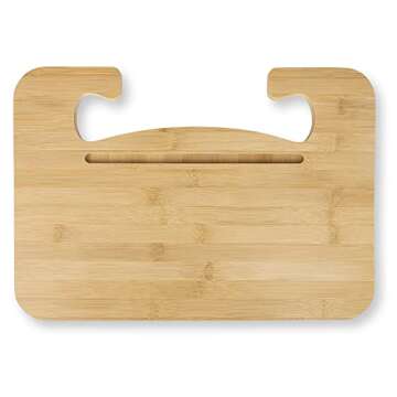 lebogner Steering Wheel Tray, Car Tray for Eating, Hook On Steering Wheel Desk for Food, Laptop and Car Accessories, Car Road Trip Must Haves Gadgets Car Table (Bamboo Wood)