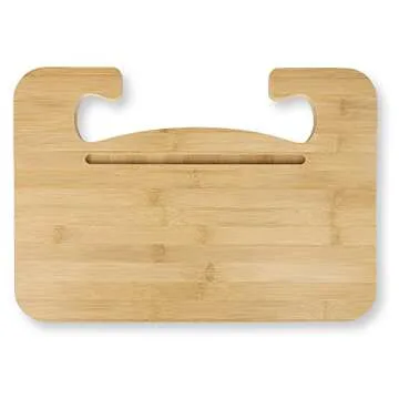 lebogner Steering Wheel Tray, Car Tray for Eating, Hook On Steering Wheel Desk for Food, Laptop and Car Accessories, Car Road Trip Must Haves Gadgets Car Table (Bamboo Wood)