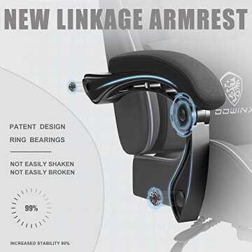 Dowinx Gaming Chair Fabric with Pocket Spring Cushion, Massage Game Chair Cloth with Headrest, Ergonomic Computer Chair with Footrest 290LBS, Black Blue