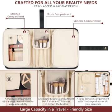 Travel Makeup Bag for Women for Cosmetics, Brushes, and Toiletries, Portable Makeup Organizer, Large...