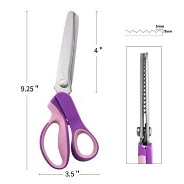 JYTUUL 9.25 Inch Pinking Shears, Sharp Stainless Steel Zig Zag Scissors for Fabric Paper Leather, Co...