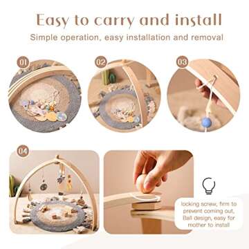 Ikubigu Wooden Baby Gym - Foldable Play Center for Babies