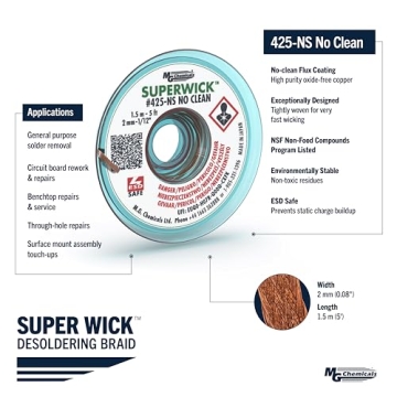 MG Chemicals 425-NS No Clean Desoldering Braid for Solder Removal