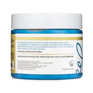 ORS Curls Unleashed Color Blast Temporary Color Wax, Infused with Beeswax & Castor Oil, Bodacious Blue (6.0 oz)