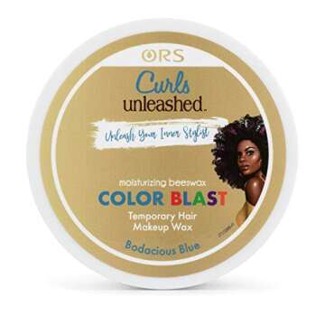 ORS Curls Unleashed Color Blast Temporary Color Wax, Infused with Beeswax & Castor Oil, Bodacious Blue (6.0 oz)