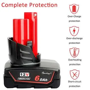 Waitley 12V 6A Battery for Milwaukee Tools - 2 Pack