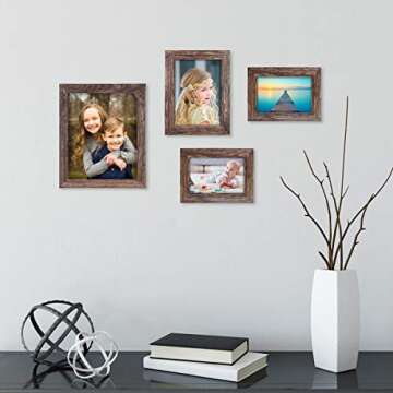 Rustic Brown 8x10 Picture Frames Set of 4 for Photos