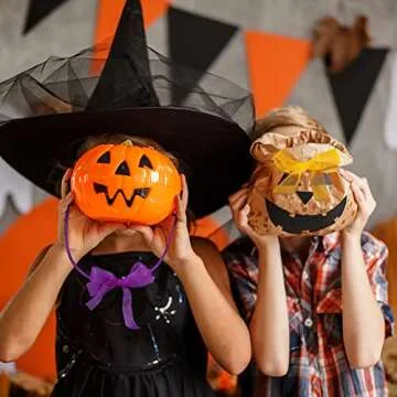 Showin 5 Rolls Organza Ribbon 1" x 25 Yd Each Roll, Sheer Chiffon Ribbon, Transparent Sheer Ribbon for Gift Wrapping, Bouquet, Wedding, Party Decoration (Orange and Black Series)