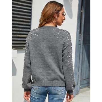 Blooming Jelly Women's Pearl Sweater Oversized Pullover