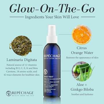 Repechage Algo Mist Hydrating Seaweed Facial Spray for All Skin Types - Aloe and Vitamin C Infused Face Mist Keeps Skin Hydrated, Refreshed and Nourished, 6 fl oz.
