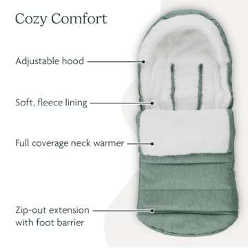 UPPAbaby CozyGanoosh Footmuff - Easily Attaches to UPPAbaby Strollers + RumbleSeat - Ultra-plush, Weather-Proof - Winter Stroller Cover - Gwen (Green Mélange)