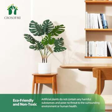 CROSOFMI Artificial Monstera Deliciosa Plant 37" Fake Tropical Palm Tree, Perfect Faux Swiss Cheese ...