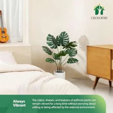 CROSOFMI Artificial Monstera Deliciosa Plant 37" Fake Tropical Palm Tree, Perfect Faux Swiss Cheese Plants in Pot for Indoor Outdoor House Home Office Garden Modern Decoration Housewarming Gift,1 Pack