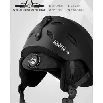 OutdoorMaster Kelvin Ski Helmet - Snowboard Helmet for Men, Women & Youth (Black,L)