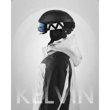 OutdoorMaster Kelvin Ski Helmet - Snowboard Helmet for Men, Women & Youth (Black,L)