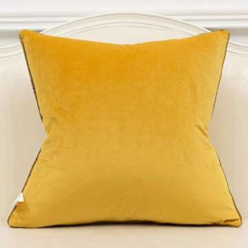 Avigers 20 x 20 Inches Yellow White Gold Leather Striped Patchwork Velvet Cushion Case Luxury Modern...