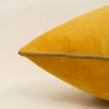 Avigers 20 x 20 Inches Yellow White Gold Leather Striped Patchwork Velvet Cushion Case Luxury Modern Throw Pillow Cover Decorative Pillow for Couch Living Room Bedroom Car