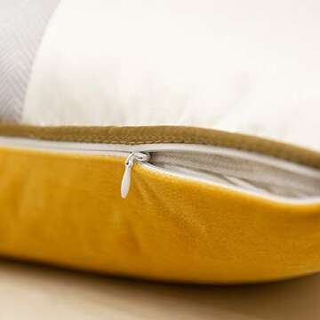 Avigers 20 x 20 Inches Yellow White Gold Leather Striped Patchwork Velvet Cushion Case Luxury Modern Throw Pillow Cover Decorative Pillow for Couch Living Room Bedroom Car