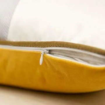 Avigers 20 x 20 Inches Yellow White Gold Leather Striped Patchwork Velvet Cushion Case Luxury Modern Throw Pillow Cover Decorative Pillow for Couch Living Room Bedroom Car