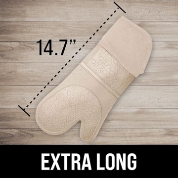 Extra Long Professional Silicone Oven Mitts with Comfort Liner