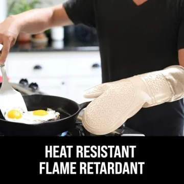 Extra Long Professional Silicone Oven Mitts with Comfort Liner