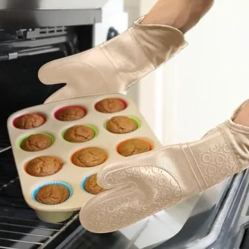 Extra Long Professional Silicone Oven Mitts with Comfort Liner