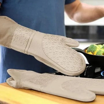 Extra Long Professional Silicone Oven Mitts with Comfort Liner
