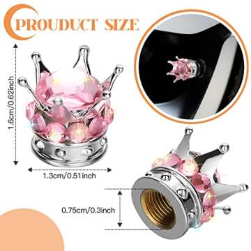 OTOSTAR Bling Tire Valve Stem Caps, 4 Pack Pure Handmade Rhinestones Universal Crown Car Wheel Tire ...