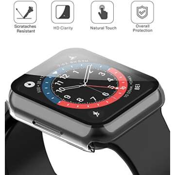 Misxi 2 Pack Hard PC Case with Tempered Glass Screen Protector with Button Compatible with Apple Wat...