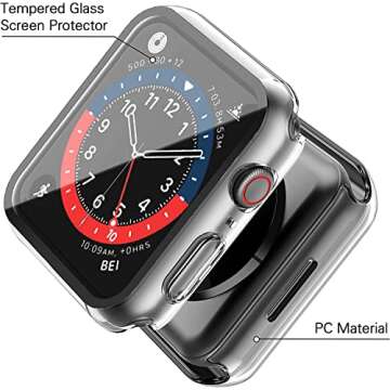 Misxi 2 Pack Hard PC Case with Tempered Glass Screen Protector with Button Compatible with Apple Watch SE 2 (2024) SE Series 6 Series 5 Series 4 40mm - Crystal Transparent