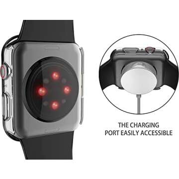 Misxi 2 Pack Hard PC Case with Tempered Glass Screen Protector with Button Compatible with Apple Watch SE 2 (2024) SE Series 6 Series 5 Series 4 40mm - Crystal Transparent