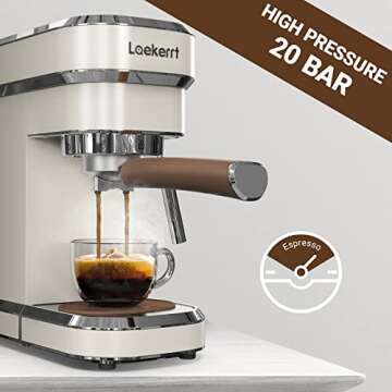 Laekerrt Espresso Machine, Expresso Coffee Machines, 20 Bar Cafetera Espresso with Milk Frother Stea...