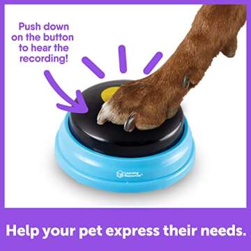 Hunger For Words Talking Pet Essential Words - 6 Piece Set Pre-Recorded Speech Buttons for Dogs, Dog Buttons for Communication