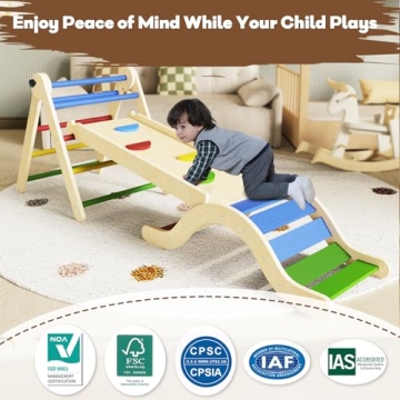 7-in-1 Pikler Triangle Set for Toddlers - Climbing Fun