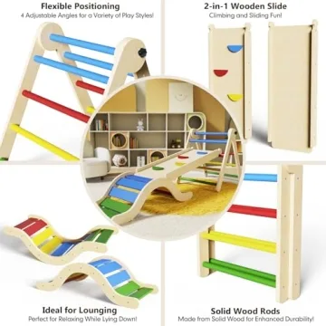 7-in-1 Pikler Triangle Set for Toddlers - Climbing Fun