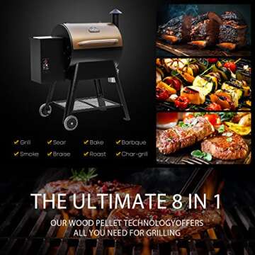 Wood Pellet Smoker & Grill, Outdoor Smokers BBQ with Auto Temperature Controls 570 sq. in