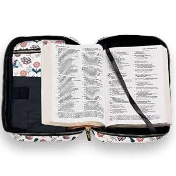 Performore Floral Bible Bags for Women - Stylish & Functional Zippered Book Cover with Handle and Pockets - Fits Standard & Large Size Study Bible Carrier