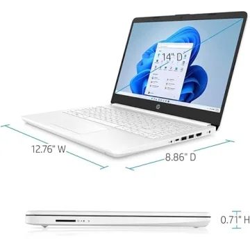 HP 14" LED Business Laptop Computer, 16GB RAM 320GB Storage (64GB eMMC+256GB SD Card), Intel Quad-Core N4120, Windows 11 S Laptop with 1-Year Microsoft Office 365, PLUSERA Earphones, White