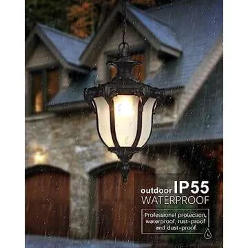 Moddeny Rustic Victorian E26 Exterior Ceiling Pendant Light American Outdoor Waterproof Chandelier Garden Corridor Grape Frame Pavilion Black Hanging Light Adjustable Suspension Lighting Fixture