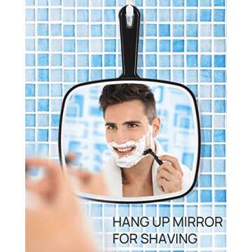 OMIRO Hand Mirror, Extra Large Black Handheld Mirror with Handle, 12.4" L x 9" W