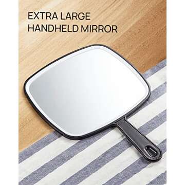 OMIRO Hand Mirror, Extra Large Black Handheld Mirror with Handle, 12.4" L x 9" W
