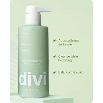 divi Hydrating Shampoo for Women and Men - Gently Cleanses and Removes Scalp Buildup - Hydrates, Strengthens, and Nourishes Hair - Vegan, Cruelty-Free, Paraben-Free, 12 Fl Oz