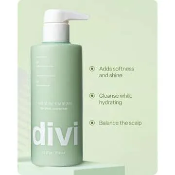 divi Hydrating Shampoo for Women and Men - Gently Cleanses and Removes Scalp Buildup - Hydrates, Strengthens, and Nourishes Hair - Vegan, Cruelty-Free, Paraben-Free, 12 Fl Oz