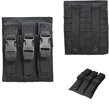 MOLLE Triple MP5 .22 or 9mm Mag Magazine Pouch Flap PAL - Black