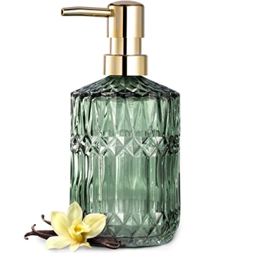 EMPO Clear Glass Soap Dispenser with ABS Plastic Pump, Crystal Lotion Dispensers for Kitchen Sink, B...