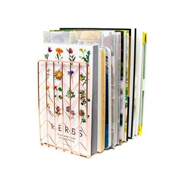 Elegant Rose Gold Bookends Pair 4.7x3.7x7 Premium Stainless Steel with Exquisite Look, Feel, Texture Book Ends. Fashion & Nobility for Shelves, Kitchen Cookbooks, Decorative for Adults & Kids