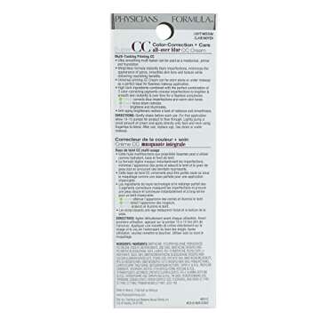 Physicians Formula Super CC+ Cream Foundation, Light Medium, Dermatologist Approved, Color-Correction and Care All-Over Blur CC Cream